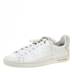 Louis Vuitton White Croc Embossed Leather Frontrow Sneakers Size 41.5 Louis  Vuitton