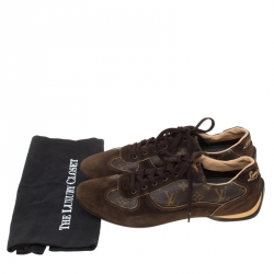 Pre Owned حذاء رياضي لوي فيتون اينيرغي كانفاس مونوغرامي وسويدي بني مقاس 42.5