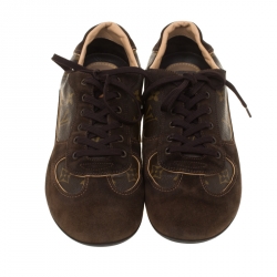 Pre Owned حذاء رياضي لوي فيتون اينيرغي كانفاس مونوغرامي وسويدي بني مقاس 42.5