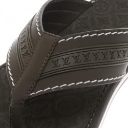 Pre Owned Louis Vuitton Green Leather Ipanema Thong Sandals Size 42