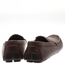 Pre Owned Louis Vuitton Maroon Epi Leather Shade Penny Loafers Size 40.5