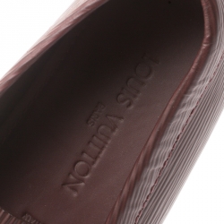 Pre Owned Louis Vuitton Maroon Epi Leather Shade Penny Loafers Size 40.5