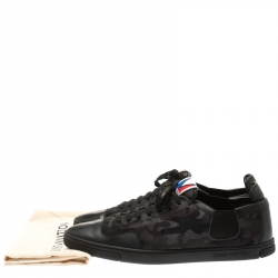 Pre Owned Louis Vuitton Camouflage Print Suede And Black Leather Slalom Low Top Sneakers Size 42