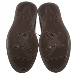 مملوكة مسبقًا Louis Vuitton Black Leather And Monogram Canvas Line Up Sneakers Size 42.5