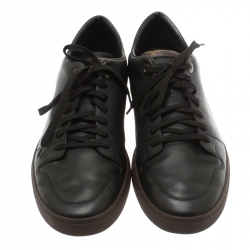 مملوكة مسبقًا Louis Vuitton Black Leather And Monogram Canvas Line Up Sneakers Size 42.5