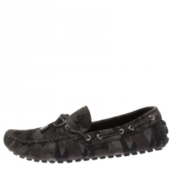 Pre Owned حذاء اريزونا لوفرز لوي فيتون سويدي مطبوع كاموفلاش رمادي مقاس 42