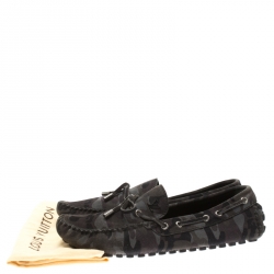 Pre Owned حذاء اريزونا لوفرز لوي فيتون سويدي مطبوع كاموفلاش رمادي مقاس 42