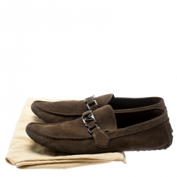 Pre Owned Louis Vuitton Beige Suede Hockenheim Loafers Size 43