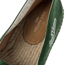 Louis Vuitton Green Suede Slip On Espadrilles Size 41.5