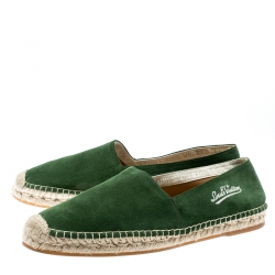 Louis Vuitton Green Suede Slip On Espadrilles Size 41.5