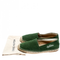 Louis Vuitton Green Suede Slip On Espadrilles Size 41.5