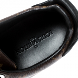 مملوكة مسبقًا Louis Vuitton Brown Monogram Canvas And Black Leather Frontrow Low Top Sneakers Size 43