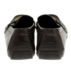 مملوكة مسبقًا Louis Vuitton Brown Embossed Leather Flower Logo Loafers Size 42