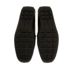 مملوكة مسبقًا Louis Vuitton Brown Embossed Leather Flower Logo Loafers Size 42