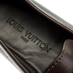 مملوكة مسبقًا Louis Vuitton Brown Embossed Leather Flower Logo Loafers Size 42