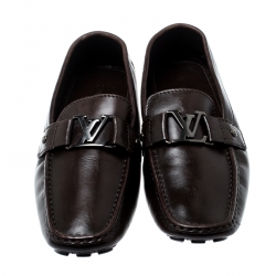 Pre Owned Louis Vuitton Brown Leather Monte Carlo Loafers Size 43