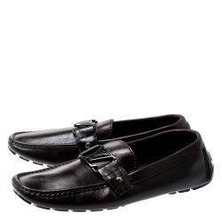 Pre Owned Louis Vuitton Brown Leather Monte Carlo Loafers Size 43
