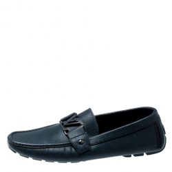 Louis Vuitton Navy Blue Monte Carlo Leather Moccasin 7 – The Closet