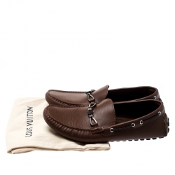 Pre Owned Louis Vuitton Brown Epi Leather Braid Knot Detail Loafers Size 42.5