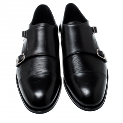 Louis Vuitton Black Epi Leather Double Monk Strap Derby Size 43