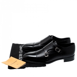 Louis Vuitton Black Epi Leather Double Monk Strap Derby Size 43