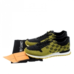 Pre Owned حذاء رياضي لوي فيتون ران اواي جلد وتريكو قطن أسود/ أصفر مقاس 42.5