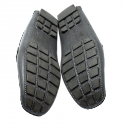 Pre Owned Louis Vuitton Grey Leather Monte Carlo Loafers Size 44