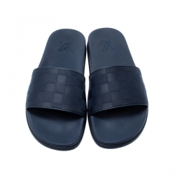 Pre Owned صندل سلايد فلات لوي فيتون ووترفرونت دامييه أزرق مقاس 43