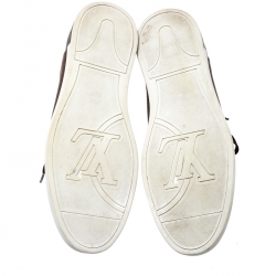 Louis Vuitton Brown Nubuck Leather And Monogram Canvas Line Up Sneakers Size 43.5
