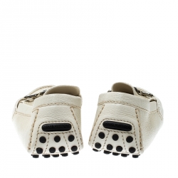 Pre Owned Louis Vuitton White Leather Hockenheim Loafers Size 43