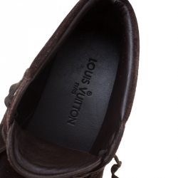 Pre Owned Louis Vuitton Brown Suede Sneaker Boots Size 40