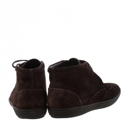 Pre Owned Louis Vuitton Brown Suede Sneaker Boots Size 40