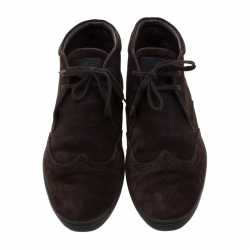 Pre Owned Louis Vuitton Brown Suede Sneaker Boots Size 40
