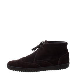 Pre Owned Louis Vuitton Brown Suede Sneaker Boots Size 40