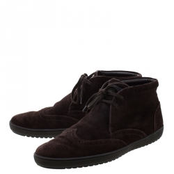 Pre Owned Louis Vuitton Brown Suede Sneaker Boots Size 40