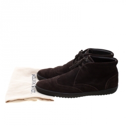 Pre Owned Louis Vuitton Brown Suede Sneaker Boots Size 40