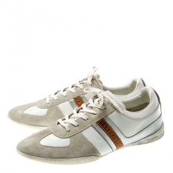 Pre Owned Louis Vuitton Tricolor Leather And Suede Lace Up Sneakers Size 43