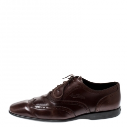 مملوكة مسبقًا Louis Vuitton Brown Brogue Leather Lace Up Oxford Size 41.5