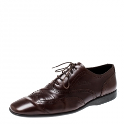 مملوكة مسبقًا Louis Vuitton Brown Brogue Leather Lace Up Oxford Size 41.5