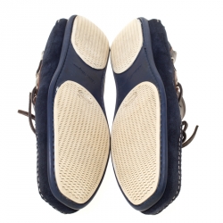 Pre Owned Salvatore Ferragamo Brown/Blue Leather Loafers Size 43.5