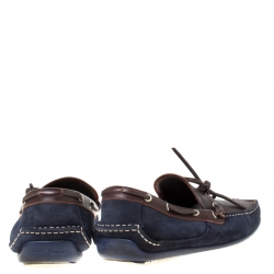 Pre Owned Salvatore Ferragamo Brown/Blue Leather Loafers Size 43.5