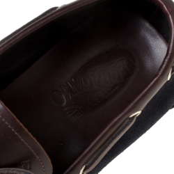 Pre Owned Salvatore Ferragamo Brown/Blue Leather Loafers Size 43.5