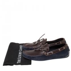 Pre Owned Salvatore Ferragamo Brown/Blue Leather Loafers Size 43.5