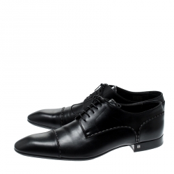 Louis Vuitton Black Leather Lace Up Oxfords Size 44.5