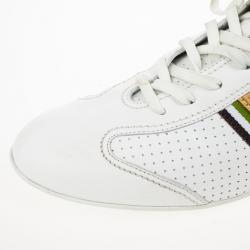 Louis Vuitton White Perforated Leather Bastia Sneakers Size 41