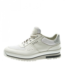 مملوكة مسبقًا Louis Vuitton White Epi Leather And Mesh Harlem Sneakers Size 43