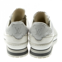 مملوكة مسبقًا Louis Vuitton White Epi Leather And Mesh Harlem Sneakers Size 43