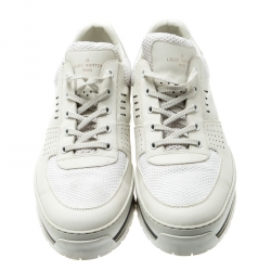 مملوكة مسبقًا Louis Vuitton White Epi Leather And Mesh Harlem Sneakers Size 43