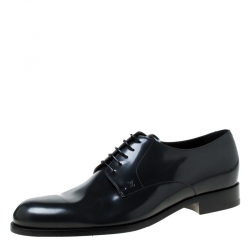 Pre Owned حذاء دربي لوي فيتون أربطة جلد رمادي داكن مقاس 43.5