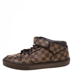 Louis Vuitton Damier Ebene Canvas Lace Up High Top Sneakers Size 45